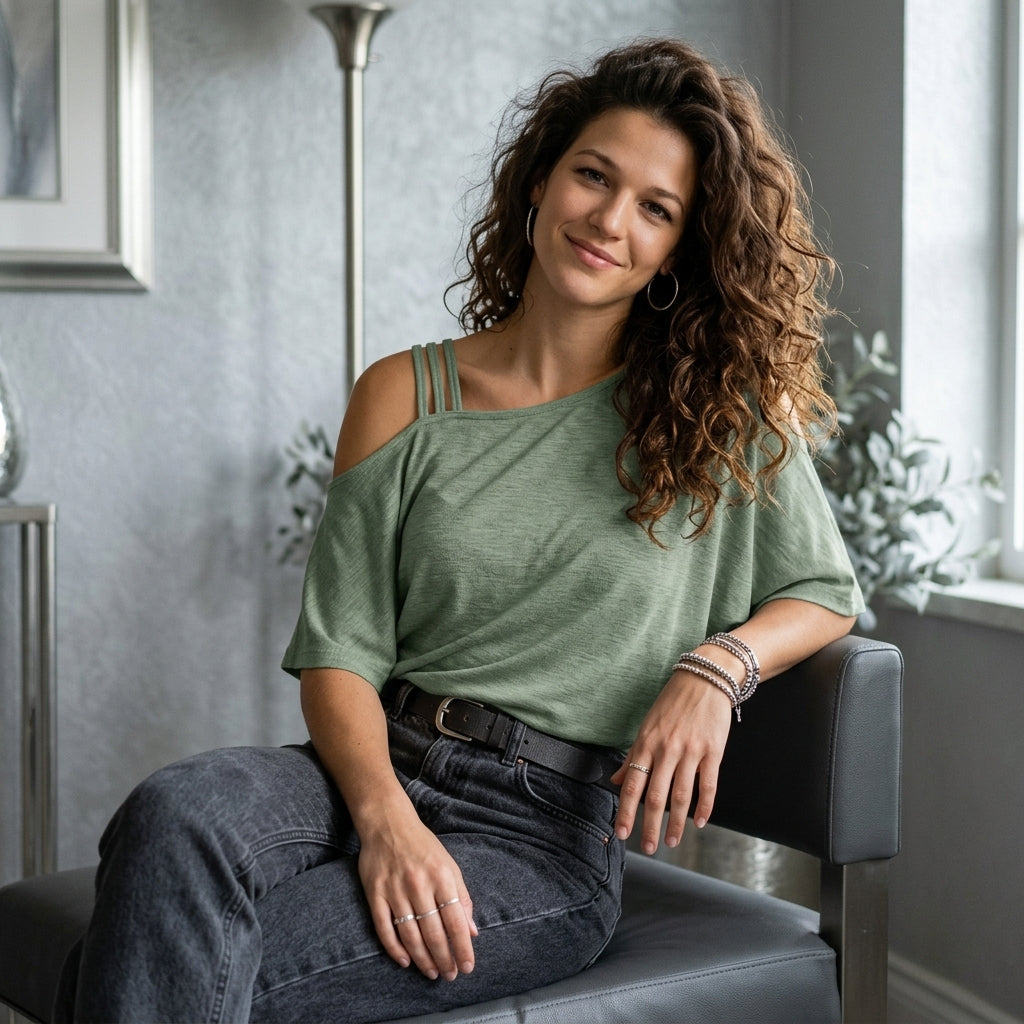 Asymmetric-Neck Tee