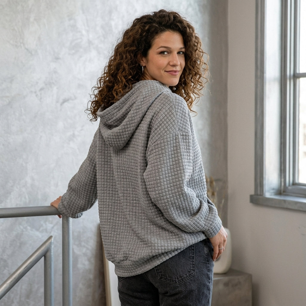 Textured Kangaroo Pocket Hoodie
