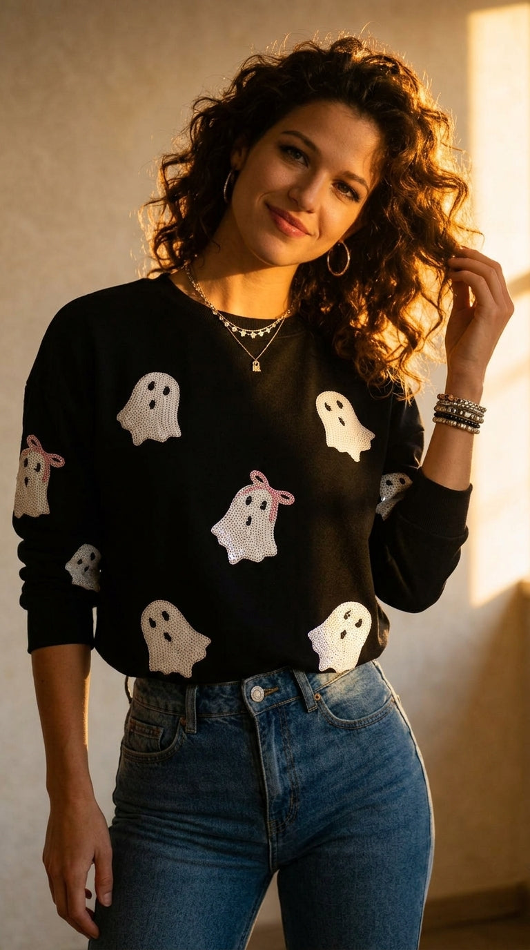 Sequin Ghost Sweatshirt