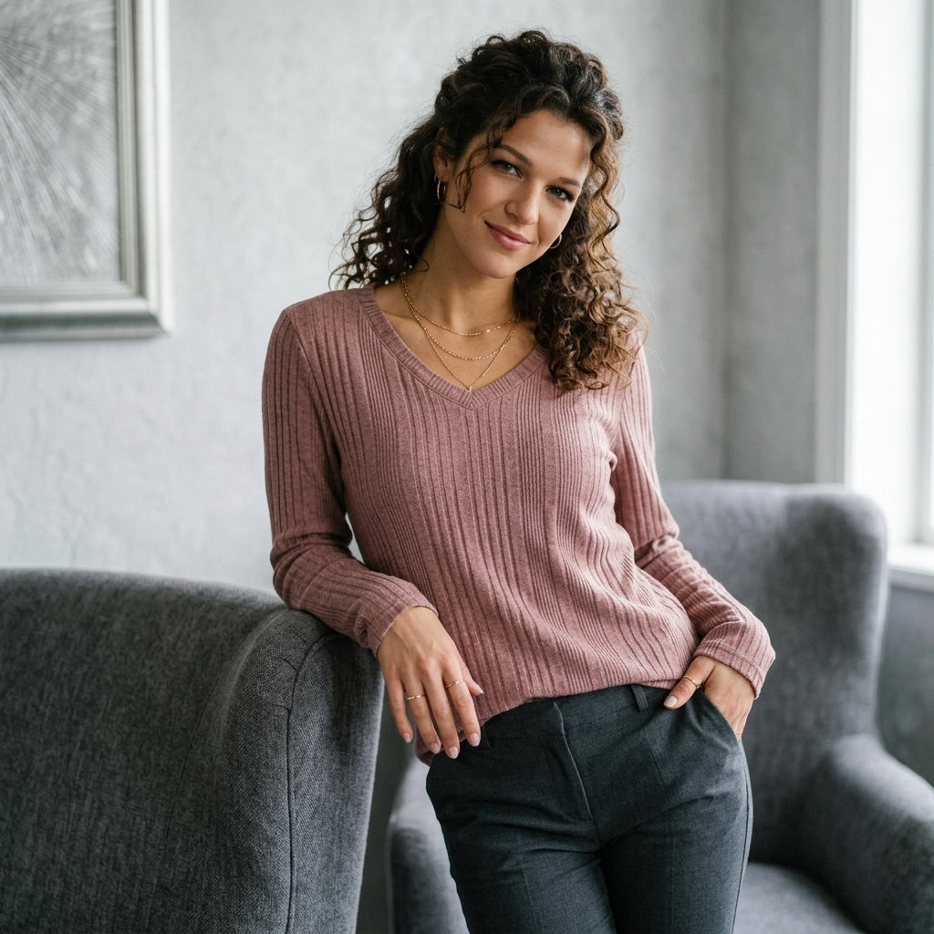 Classic V-Neck Long-Sleeve Tee