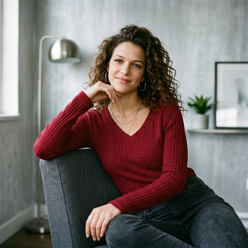 Classic V-Neck Long-Sleeve Tee