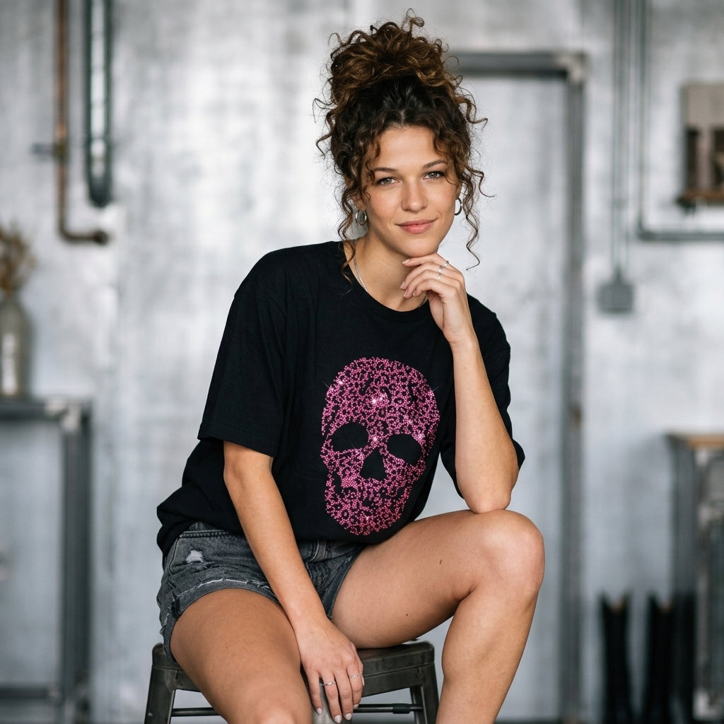 Rhinestone Skull Graphic Tee