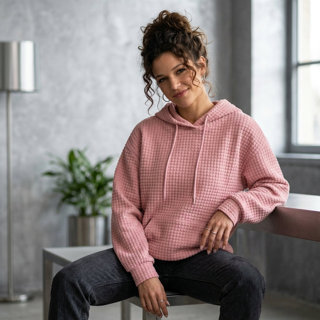 Textured Kangaroo Pocket Hoodie