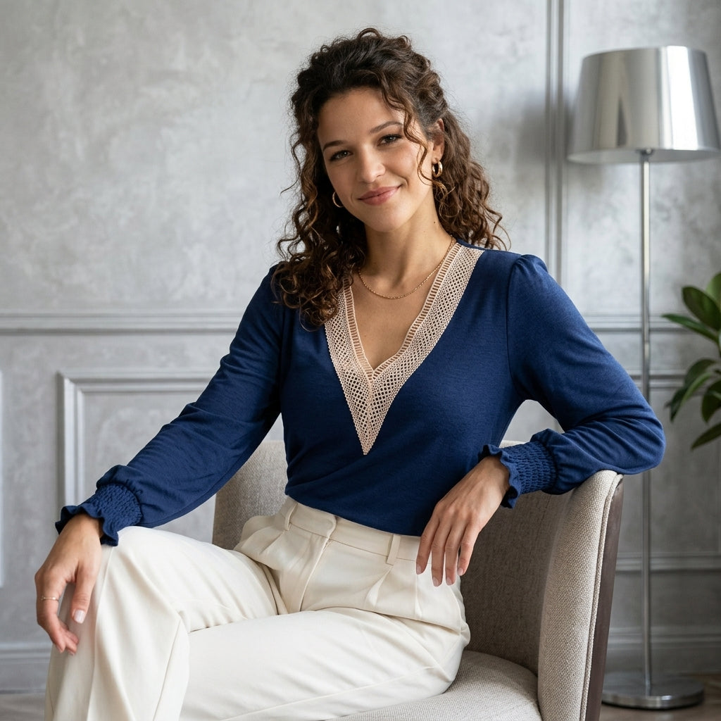 Soft V-Neck Long-Sleeve Tee