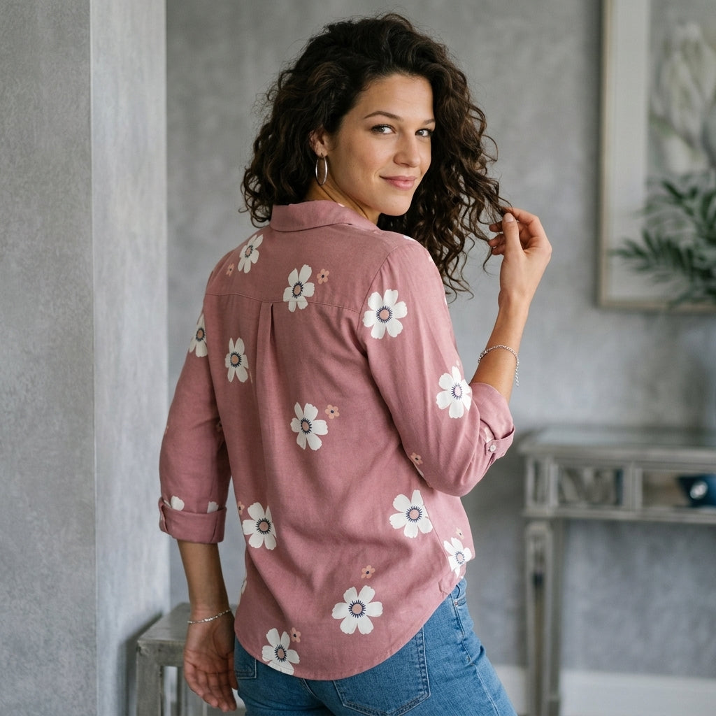 Floral Print Button-Down Casual Shirt