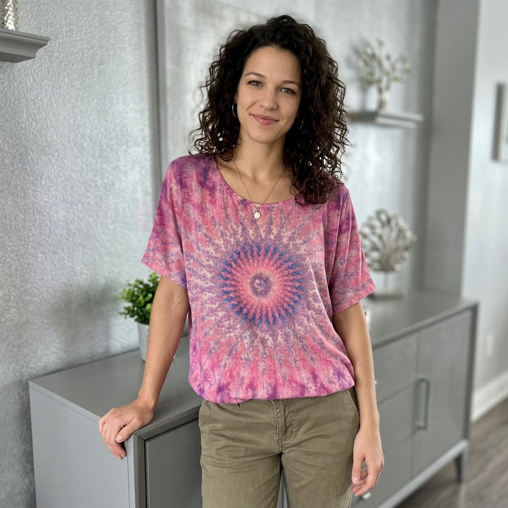 Tie Dye T-Shirt Loose Boho Short Sleeve Tee