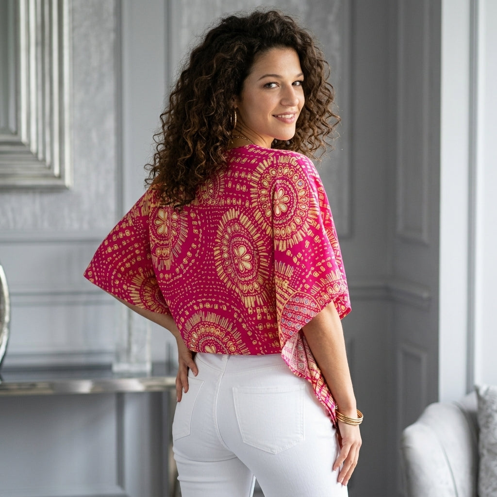 Printed V-Neck Top