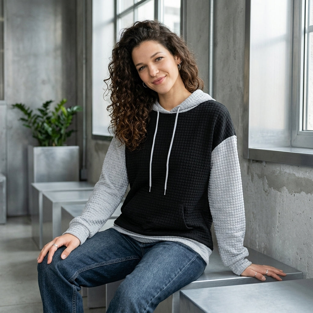 Textured Kangaroo Pocket Hoodie