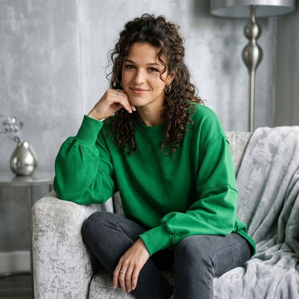 Side-Slit Crewneck Sweatshirt