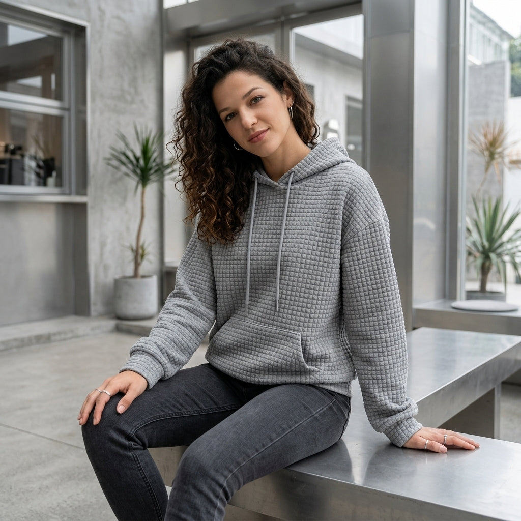 Textured Kangaroo Pocket Hoodie